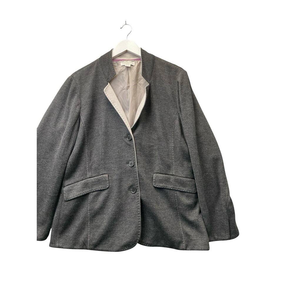 Coldwater Creek Women's Textured Blazer Jacket Gray Knit Single Button L 14-16